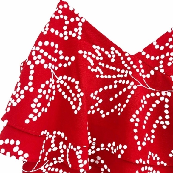 KARL LAGERFELD Paris NWT Dotted Floral Strap Dress Size 4 in Red and White - Picture 4 of 12